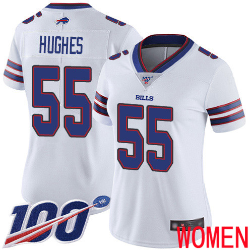 Women Buffalo Bills 55 Jerry Hughes White Vapor Untouchable Limited Player 100th Season NFL Jersey